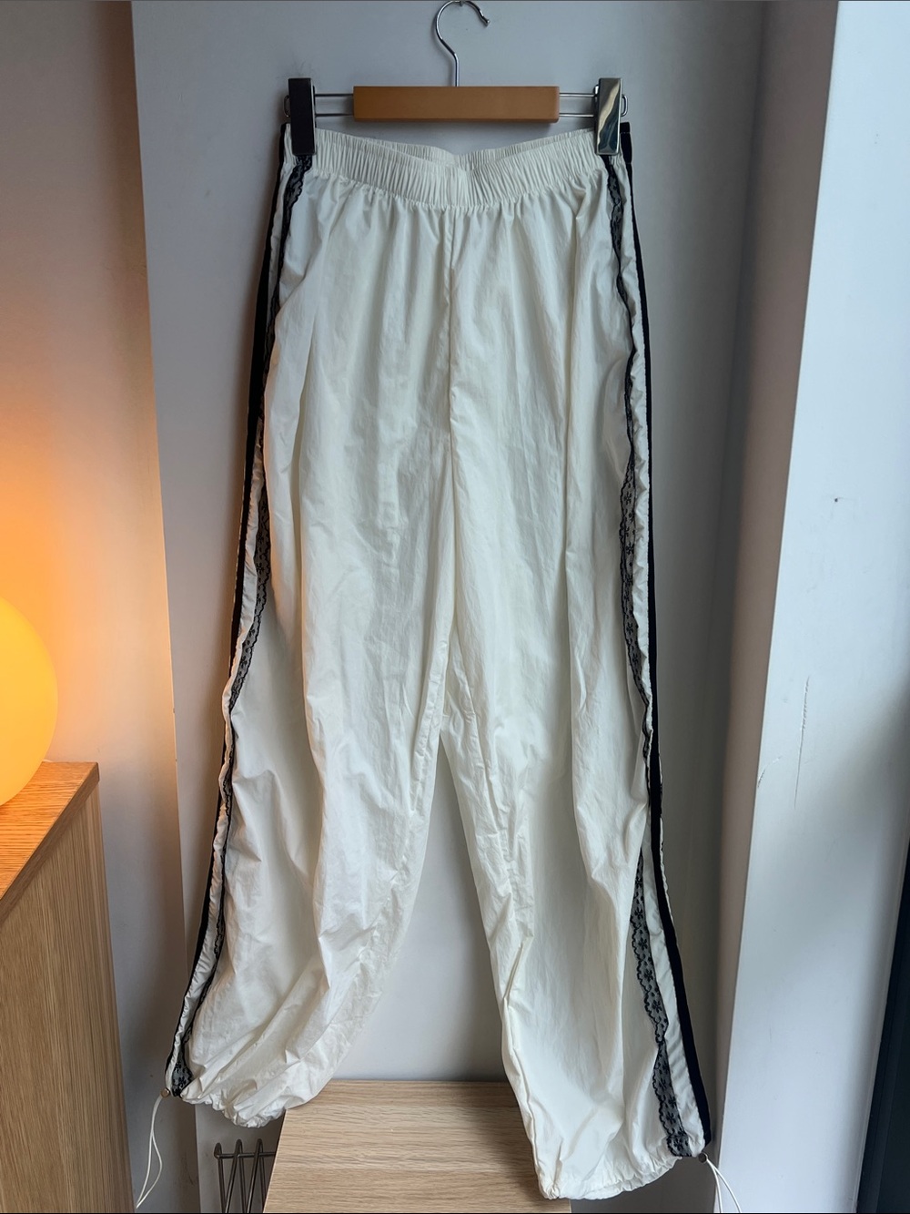 white track pants